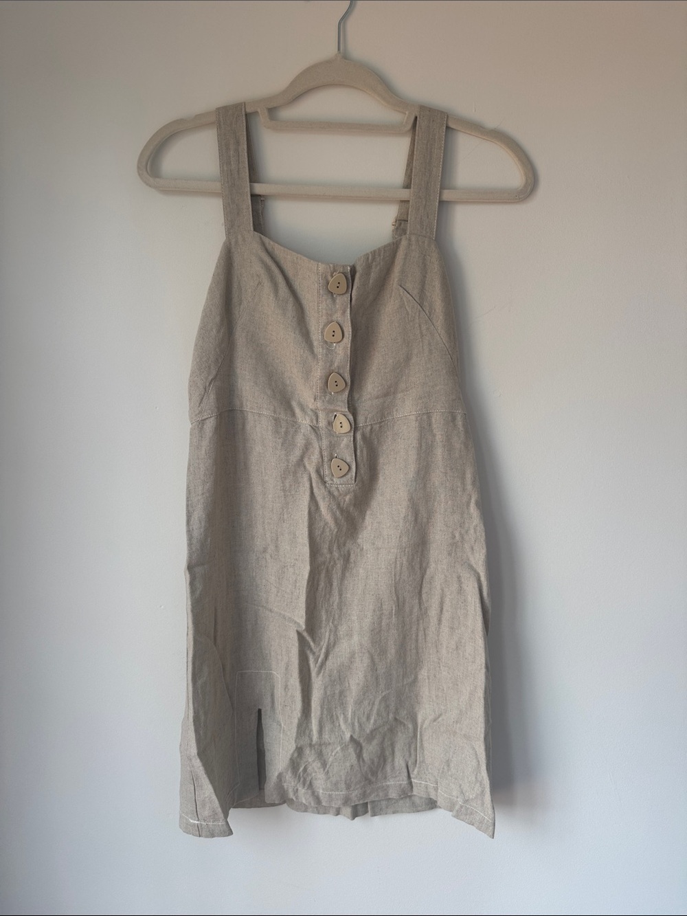 Urban Outfitters Natural Linen Smocked Top